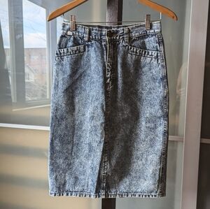 Vintage 1980s Happy Forest Acid Wash Denim Skirt - medium